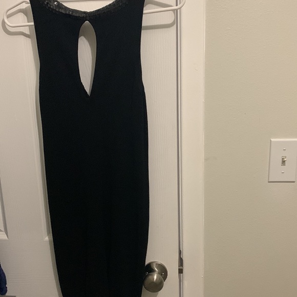 Bebe form fitting, little black dress with sequin trim, size small, gently worn - Picture 5 of 6